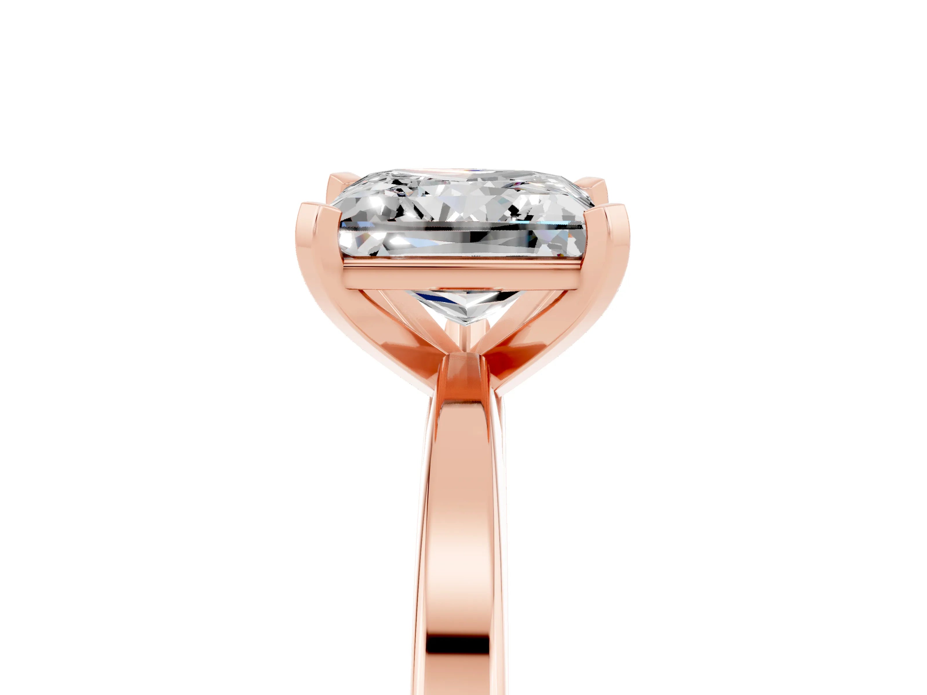 Rose gold Princess Cut Moissanite Solitaire Engagement Ring with Classic Band and Four-Prong Setting_29