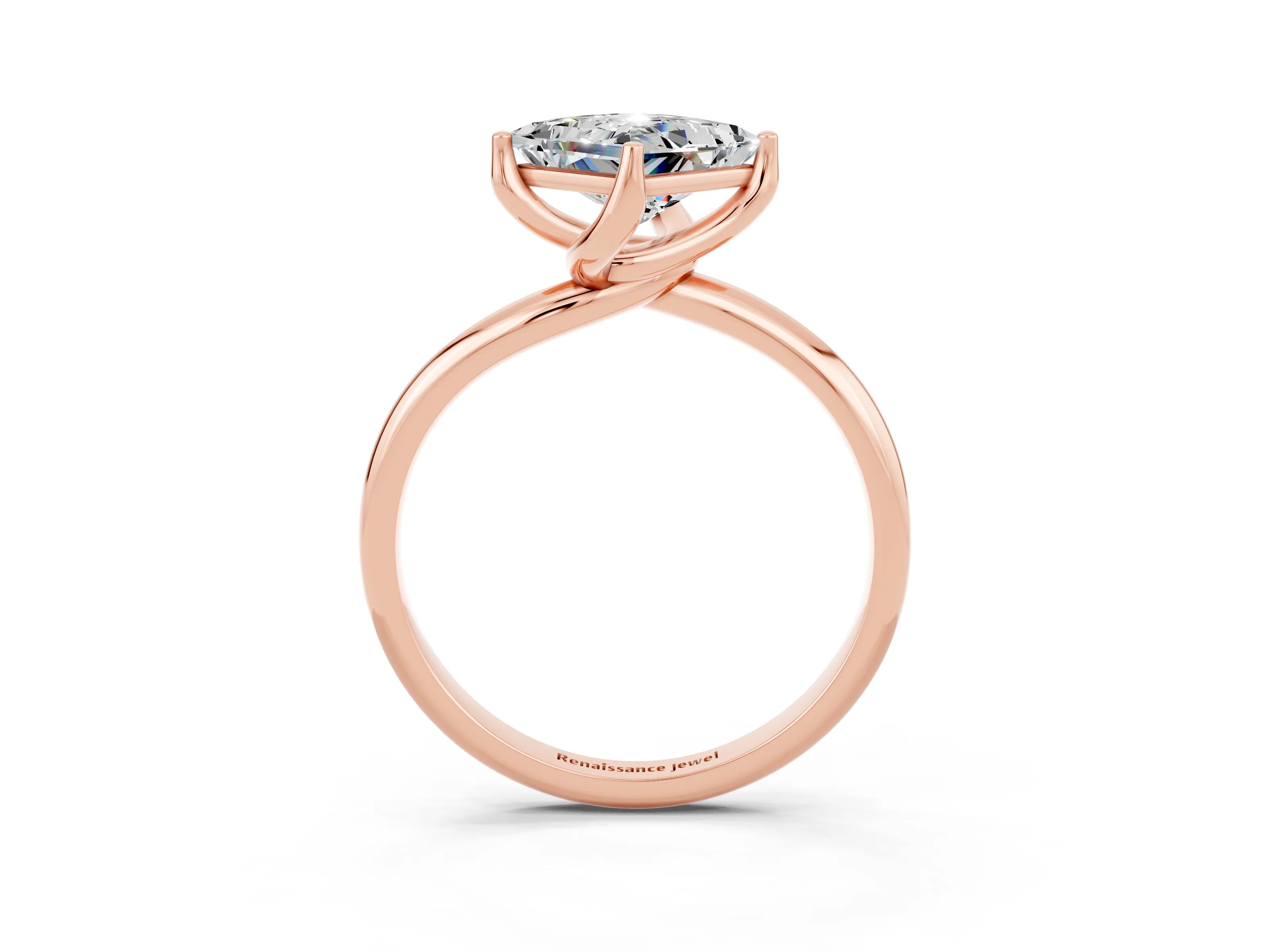 Rose gold Princess Cut Moissanite Solitaire Engagement Ring with Four-Prong Setting and Classic Band_15