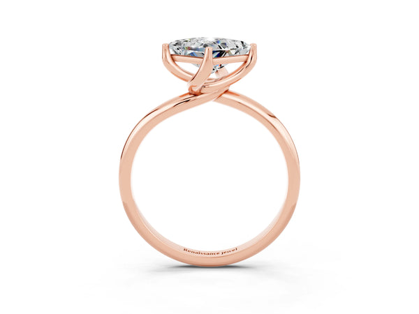 Rose gold Princess Cut Moissanite Solitaire Engagement Ring with Four-Prong Setting and Classic Band