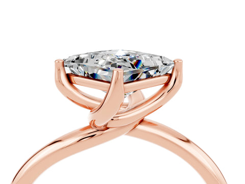 Rose gold Princess Cut Moissanite Solitaire Engagement Ring with Four-Prong Setting and Classic Band_16