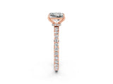 Rose gold Princess Cut Moissanite Solitaire Engagement Ring with Pavé Band and Four-Prong Setting_2