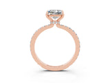 Rose gold Princess Cut Moissanite Solitaire Engagement Ring with Pavé Band and Four-Prong Setting_3