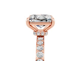 Rose gold Princess Cut Moissanite Solitaire Engagement Ring with Pavé Band and Four-Prong Setting_5