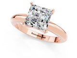Rose gold Princess Cut Moissanite Solitaire Engagement Ring with Round Band and Four-Prong Setting_1