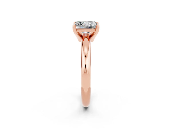 Rose gold Princess Cut Moissanite Solitaire Engagement Ring with Round Band and Four-Prong Setting