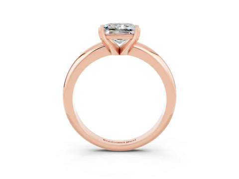 Rose gold Princess Cut Moissanite Solitaire Engagement Ring with Round Band and Four-Prong Setting_3