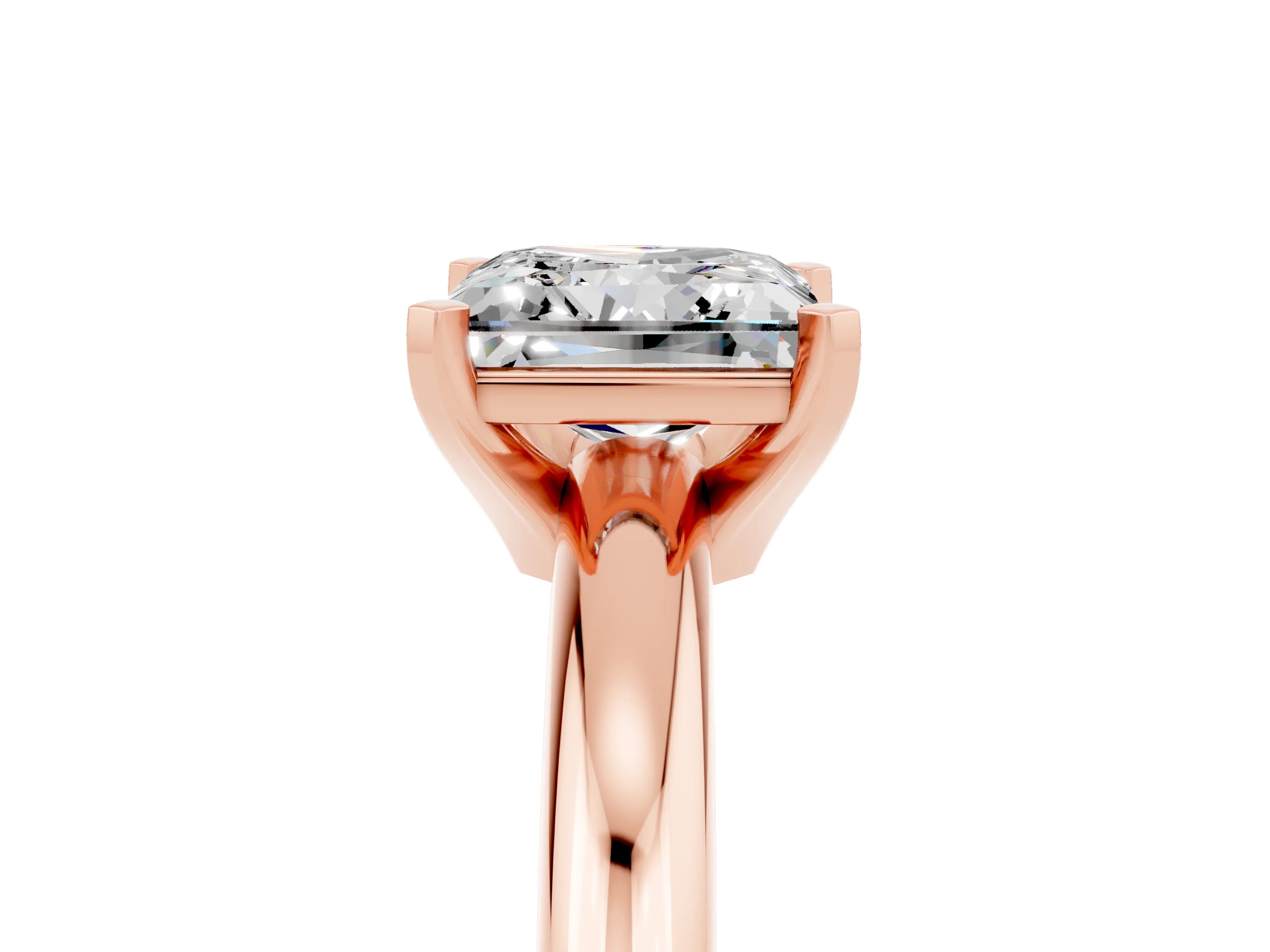 Rose gold Princess Cut Moissanite Solitaire Engagement Ring with Round Band and Four-Prong Setting_5