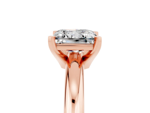 Rose gold Princess Cut Moissanite Solitaire Engagement Ring with Round Band and Four-Prong Setting_5