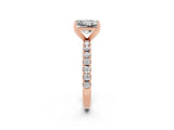 Rose gold Princess Cut Moissanite Solitaire Pavé Band with Four-Prong Setting_2