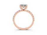 Rose gold Princess Cut Moissanite Solitaire Pavé Band with Four-Prong Setting_3