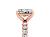 Rose gold Princess Cut Moissanite Solitaire Pavé Band with Four-Prong Setting_5