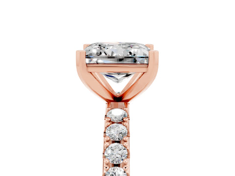 Rose gold Princess Cut Moissanite Solitaire Pavé Band with Four-Prong Setting_5