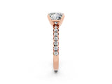 Rose gold Princess Cut Moissanite Solitaire Pavé Engagement Ring with Round Band and Prong Setting_14