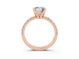 Rose gold Princess Cut Moissanite Solitaire Pavé Engagement Ring with Round Band and Prong Setting_15