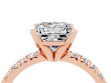Rose gold Princess Cut Moissanite Solitaire Pavé Engagement Ring with Round Band and Prong Setting_16