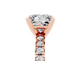 Rose gold Princess Cut Moissanite Solitaire Pavé Engagement Ring with Round Band and Prong Setting_17