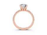 Rose gold Princess Cut Moissanite Solitaire Pavé Engagement Ring with Round Band and Prong Setting_69