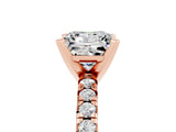 Rose gold Princess Cut Moissanite Solitaire Pavé Engagement Ring with Round Band and Prong Setting_71