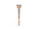 Rose gold Princess Cut Moissanite Solitaire Ring with Cathedral Setting and Pavé Band_2