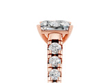 Rose gold Princess Cut Moissanite Solitaire Ring with Cathedral Setting and Pavé Band_5