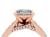 Rose gold Princess Cut Moissanite Solitaire Ring with Crossover Gallery and Round  Pavé Band_16