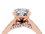 Rose gold Princess Cut Moissanite Solitaire Ring with Crossover Gallery and Round  Pavé Band_40
