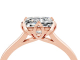 Rose gold Princess Cut Moissanite Solitaire Ring with Flower Prong Setting and Classic Band_16