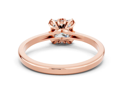 Rose gold Princess Cut Moissanite Solitaire Ring with Flower Prong Setting and Classic Band_36