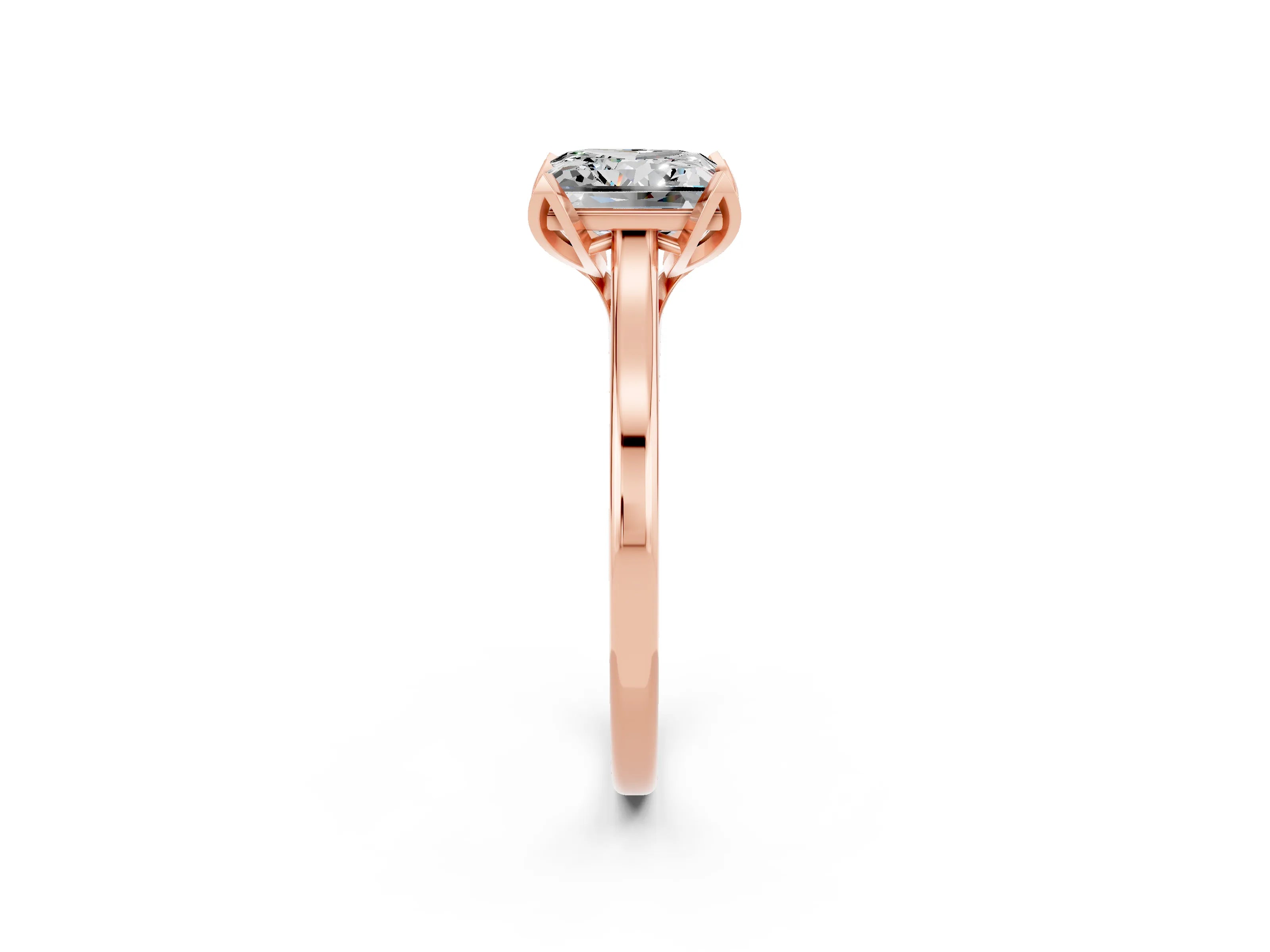 Rose gold Princess Cut Moissanite Solitaire Ring with Flower Prong Setting and Classic Band_38