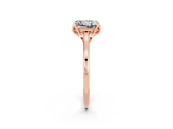 Rose gold Princess Cut Moissanite Solitaire Ring with Flower Prong Setting and Classic Band
