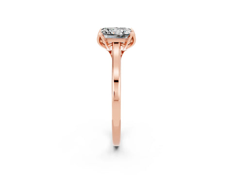 Rose gold Princess Cut Moissanite Solitaire Ring with Flower Prong Setting and Classic Band_38