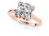 Rose gold Princess Cut Moissanite Solitaire Ring with Flower Prong Setting and Classic Band_39