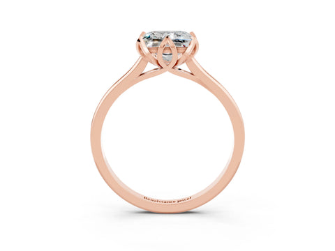 Rose gold Princess Cut Moissanite Solitaire Ring with Flower Prong Setting and Classic Band_39