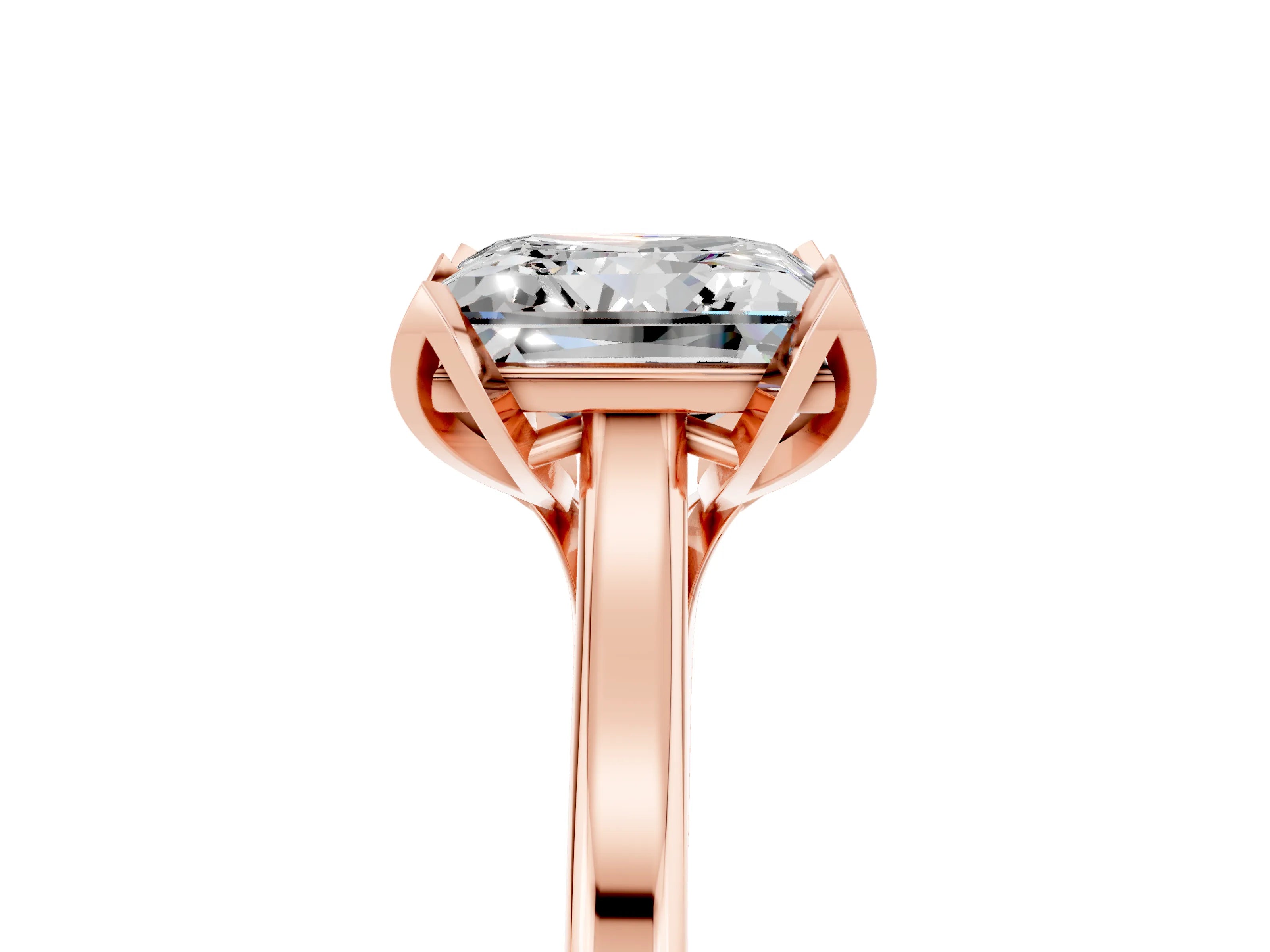 Rose gold Princess Cut Moissanite Solitaire Ring with Flower Prong Setting and Classic Band_41