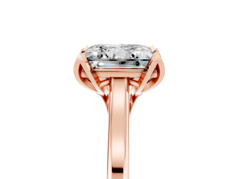 Rose gold Princess Cut Moissanite Solitaire Ring with Flower Prong Setting and Classic Band_41
