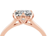 Rose gold Princess Cut Moissanite Solitaire Ring with Flower Prong Setting and Classic Band_42