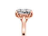 Rose gold Princess Cut Moissanite Solitaire Ring with Flower Prong Setting and Classic Band_43
