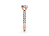 Rose gold Princess Cut Moissanite Solitaire Ring with Pavé Accents and Four-Prong Setting_2