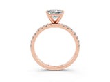 Rose gold Princess Cut Moissanite Solitaire Ring with Pavé Accents and Four-Prong Setting_3