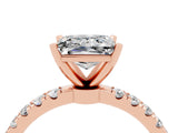 Rose gold Princess Cut Moissanite Solitaire Ring with Pavé Accents and Four-Prong Setting_4