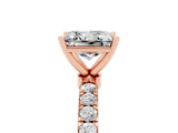 Rose gold Princess Cut Moissanite Solitaire Ring with Pavé Accents and Four-Prong Setting_5