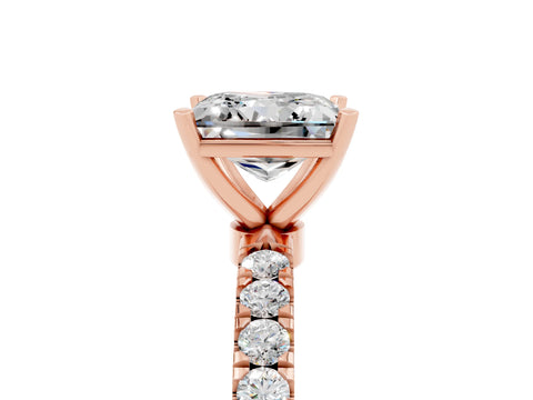 Rose gold Princess Cut Moissanite Solitaire Ring with Pavé Accents and Four-Prong Setting_5