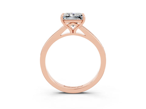 Rose gold Princess Cut Moissanite Solitaire Ring with Pavé Band and Prong Setting_15