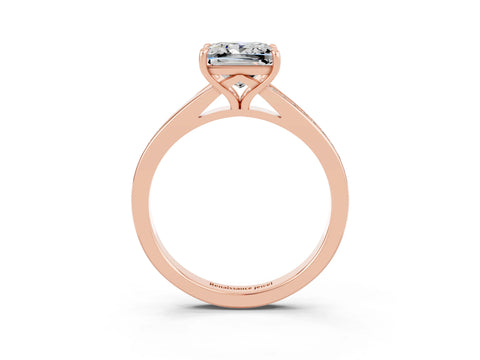 Rose gold Princess Cut Moissanite Solitaire Ring with Pavé Band and Prong Setting_3