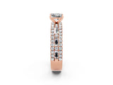 Rose gold Princess Cut Moissanite Solitaire Ring with Pavé and Channel Set Band_2