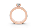 Rose gold Princess Cut Moissanite Solitaire Ring with Pavé and Channel Set Band_3