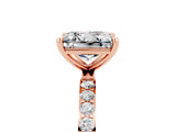 Rose gold Princess Cut Moissanite Solitaire Ring with Pave Band and Four Prong Setting_41