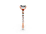 Rose gold Princess Cut Moissanite Solitaire Ring with Round  Pavé Band and Four-Prong Setting_44