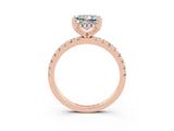 Rose gold Princess Cut Moissanite Solitaire Ring with Round  Pavé Band and Four-Prong Setting_45
