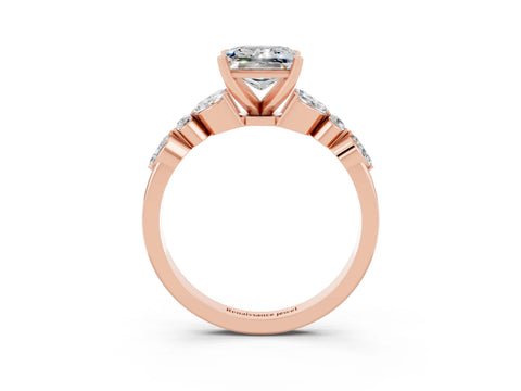 Rose gold Princess Cut Moissanite Solitaire Ring with Side Stones and Four-Prong Setting_15